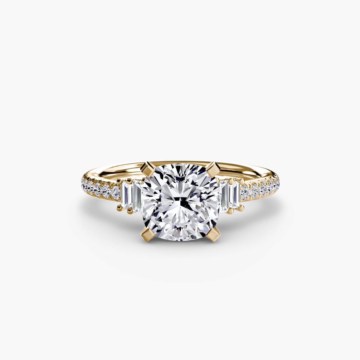 Hall of mirrors diamond solitaire ring with Pavé