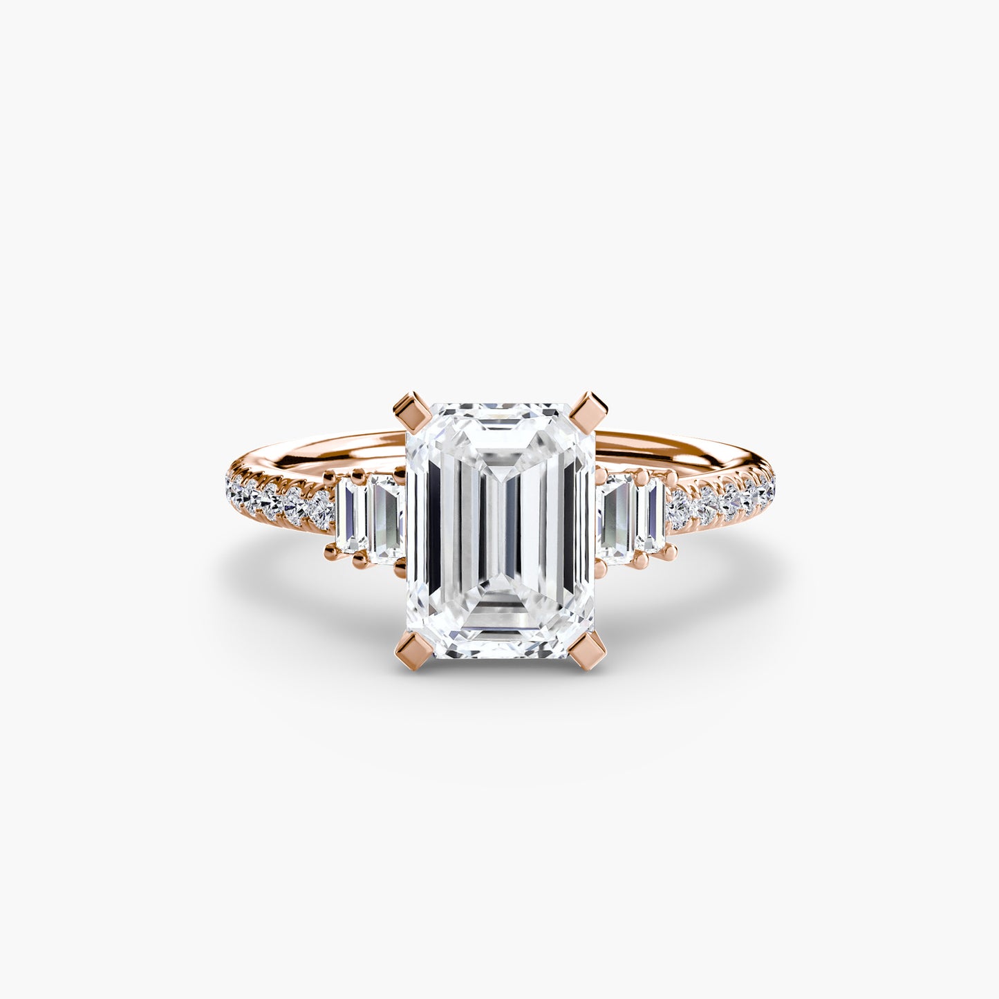 Hall of mirrors diamond solitaire ring with Pavé