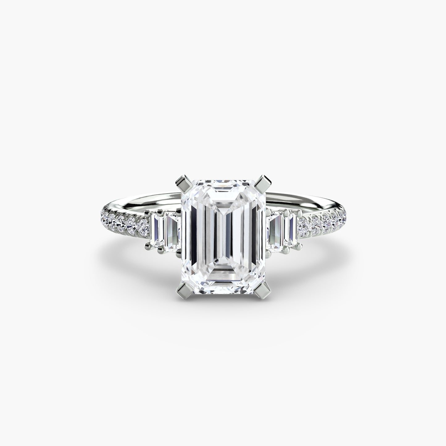 Hall of mirrors diamond solitaire ring with Pavé
