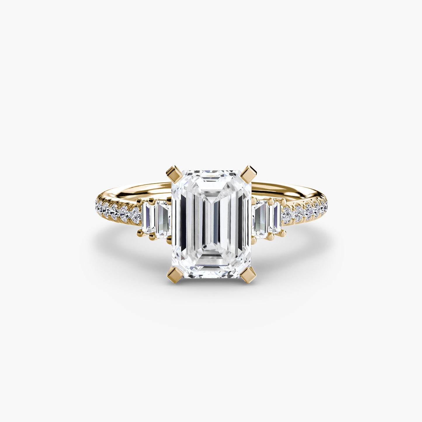 Hall of mirrors diamond solitaire ring with Pavé