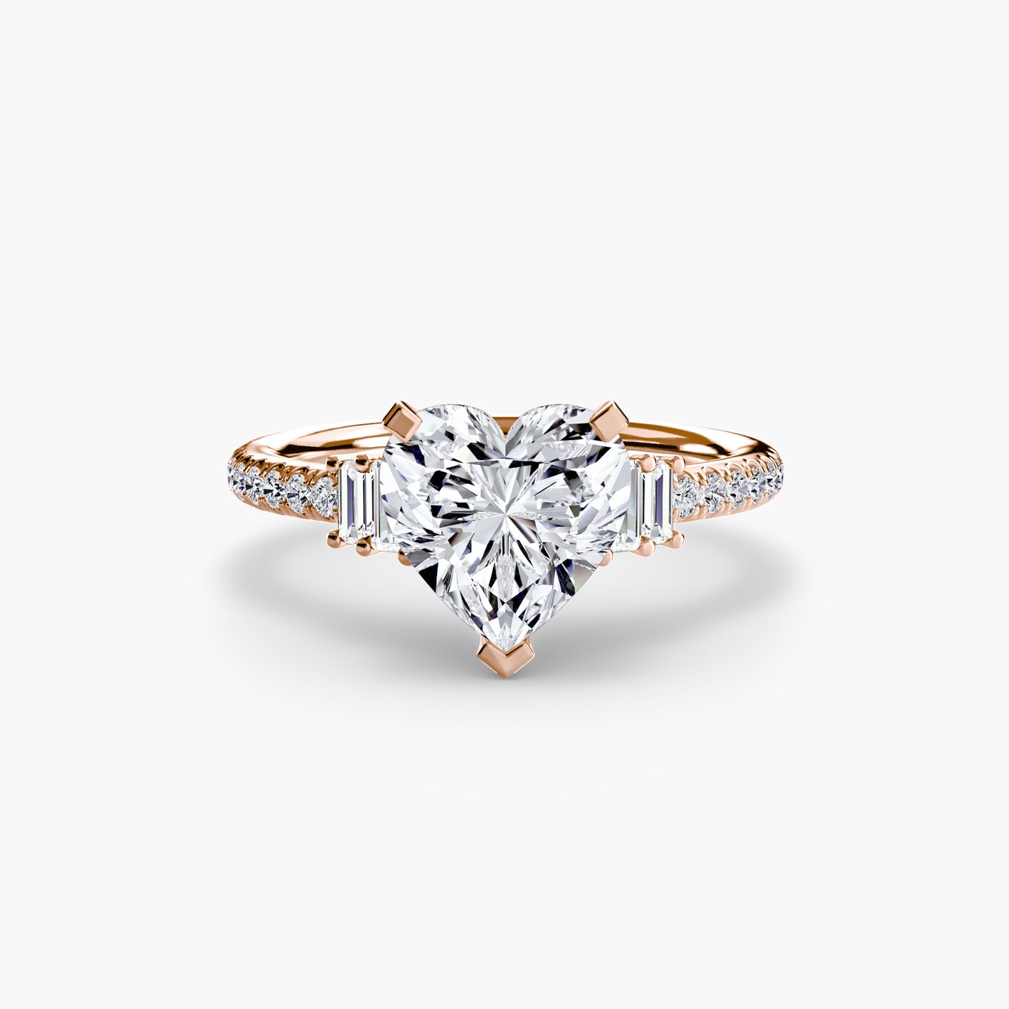 Hall of mirrors diamond solitaire ring with Pavé