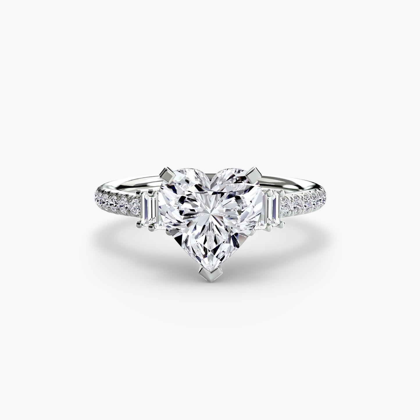 Hall of mirrors diamond solitaire ring with Pavé