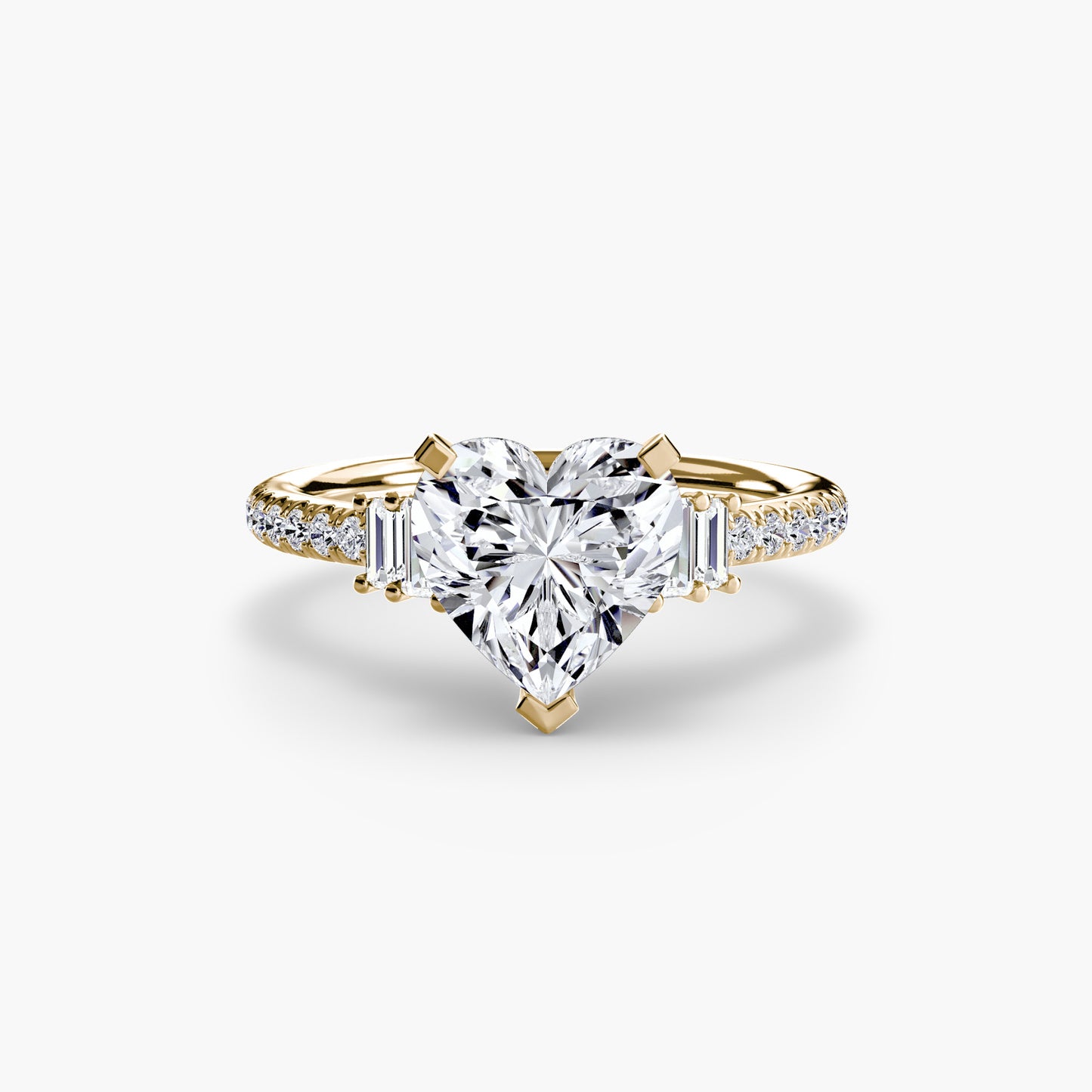 Hall of mirrors diamond solitaire ring with Pavé