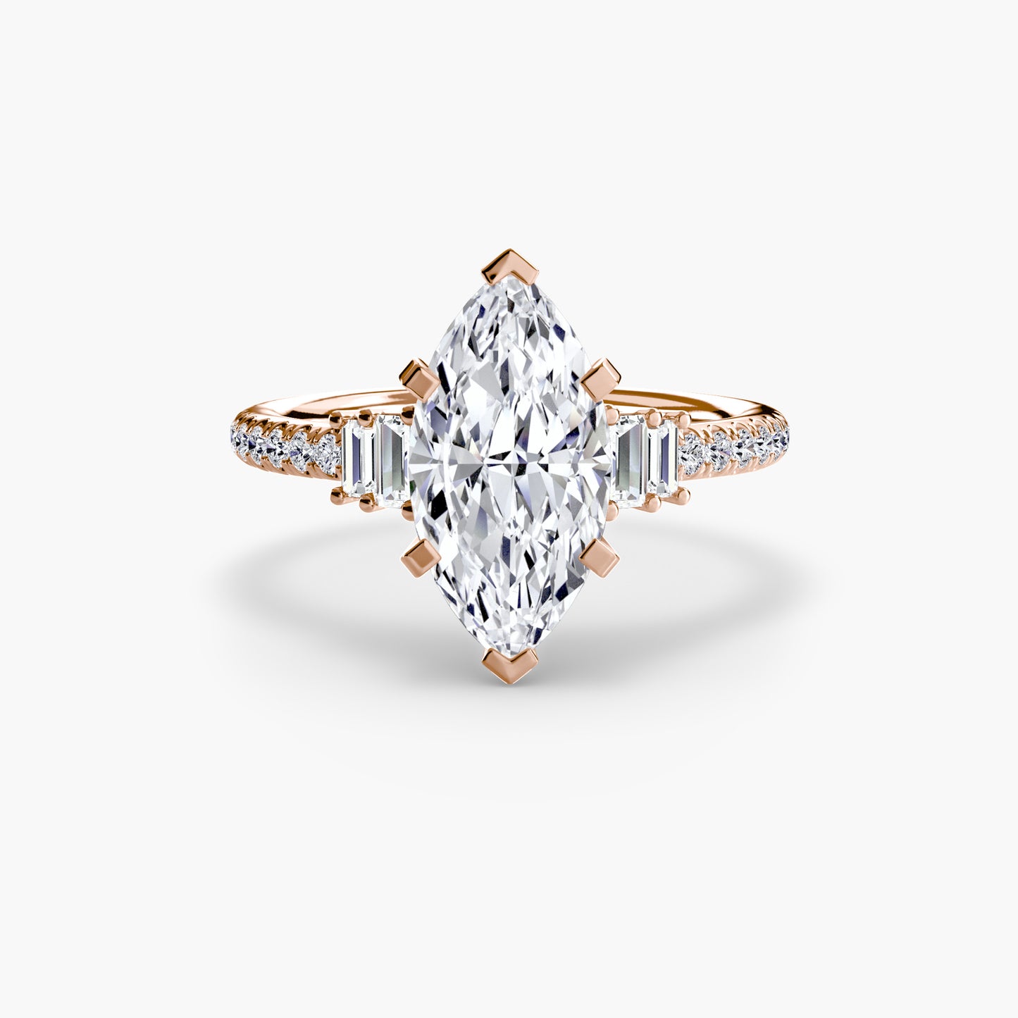 Hall of mirrors diamond solitaire ring with Pavé
