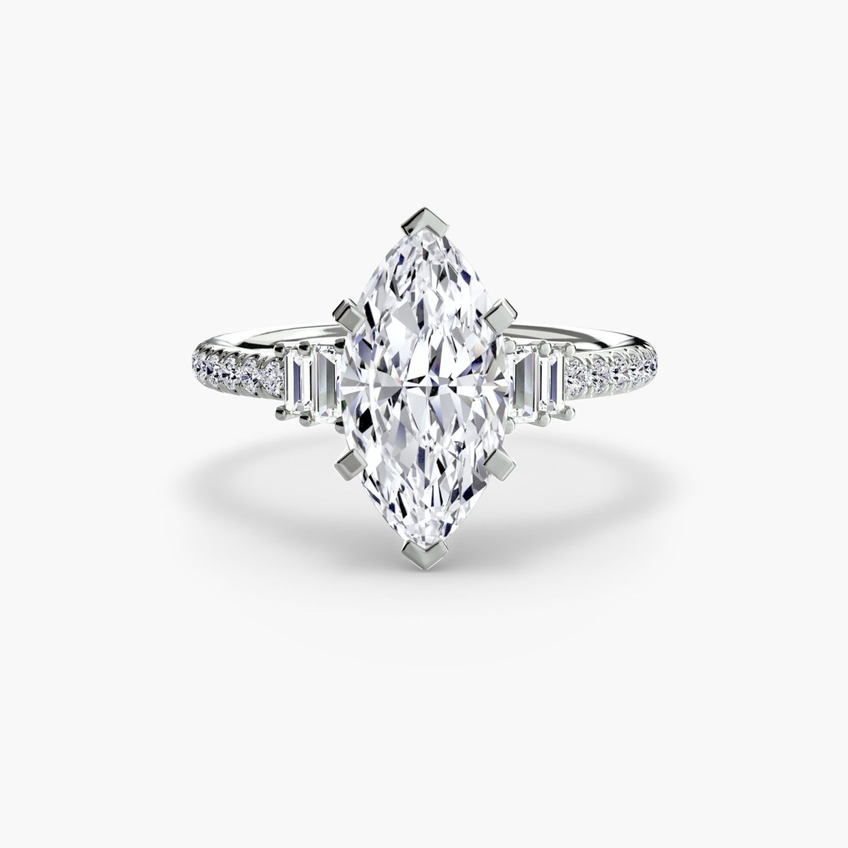 Hall of mirrors diamond solitaire ring with Pavé | Joaillerie VCL