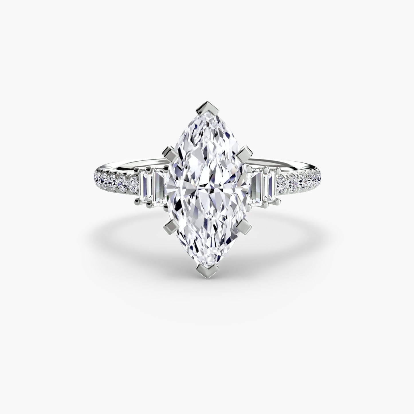 Hall of mirrors diamond solitaire ring with Pavé