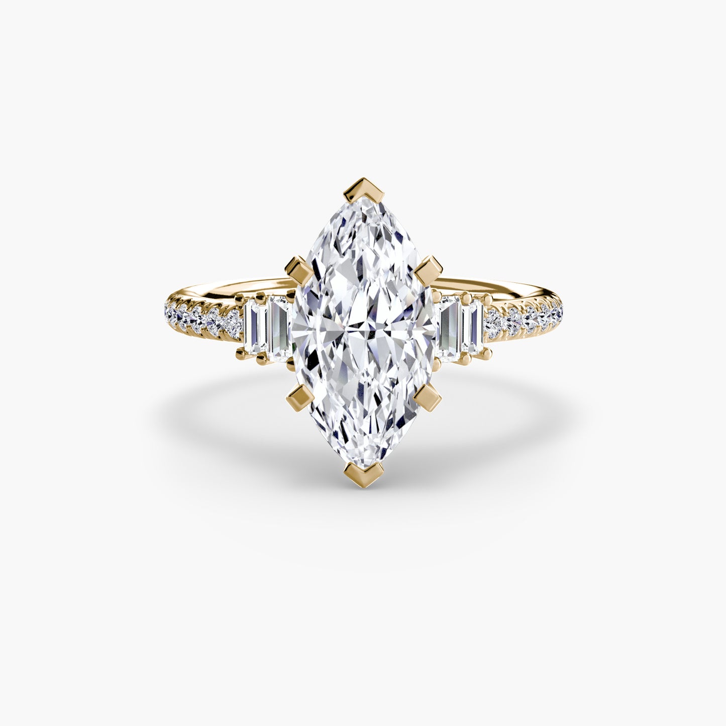 Hall of mirrors diamond solitaire ring with Pavé