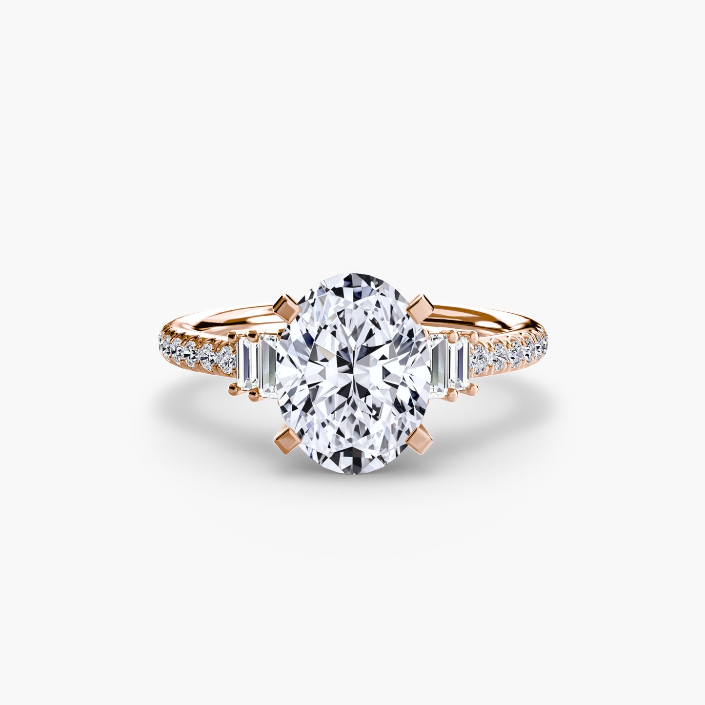Hall of mirrors diamond solitaire ring with Pavé