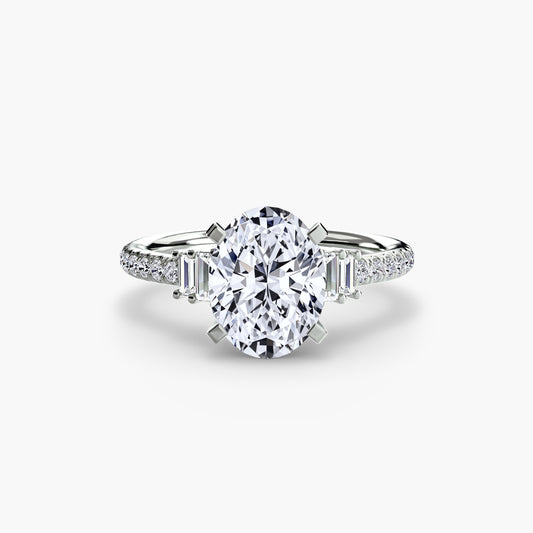 Hall of mirrors diamond solitaire ring with Pavé