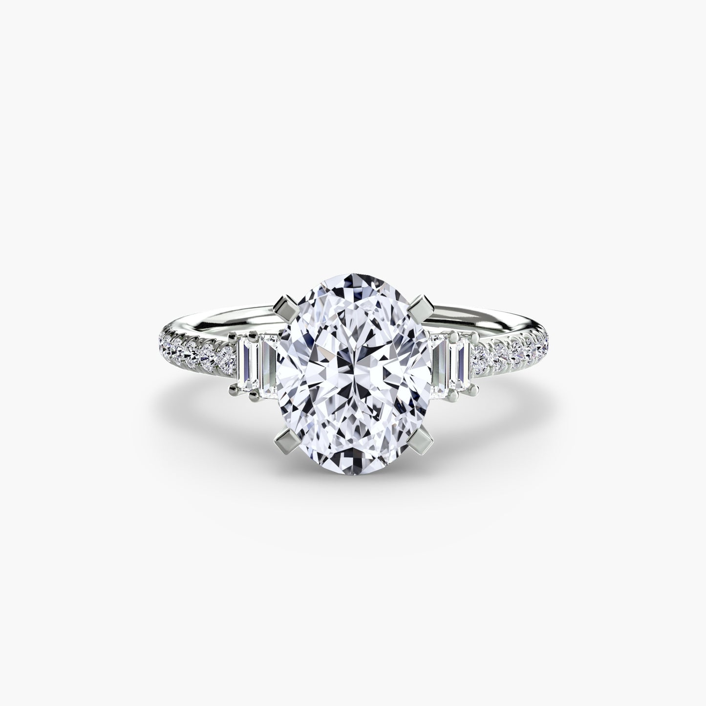 Hall of mirrors diamond solitaire ring with Pavé
