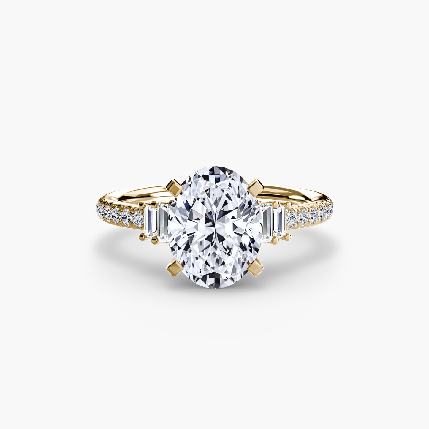 Hall of mirrors diamond solitaire ring with Pavé