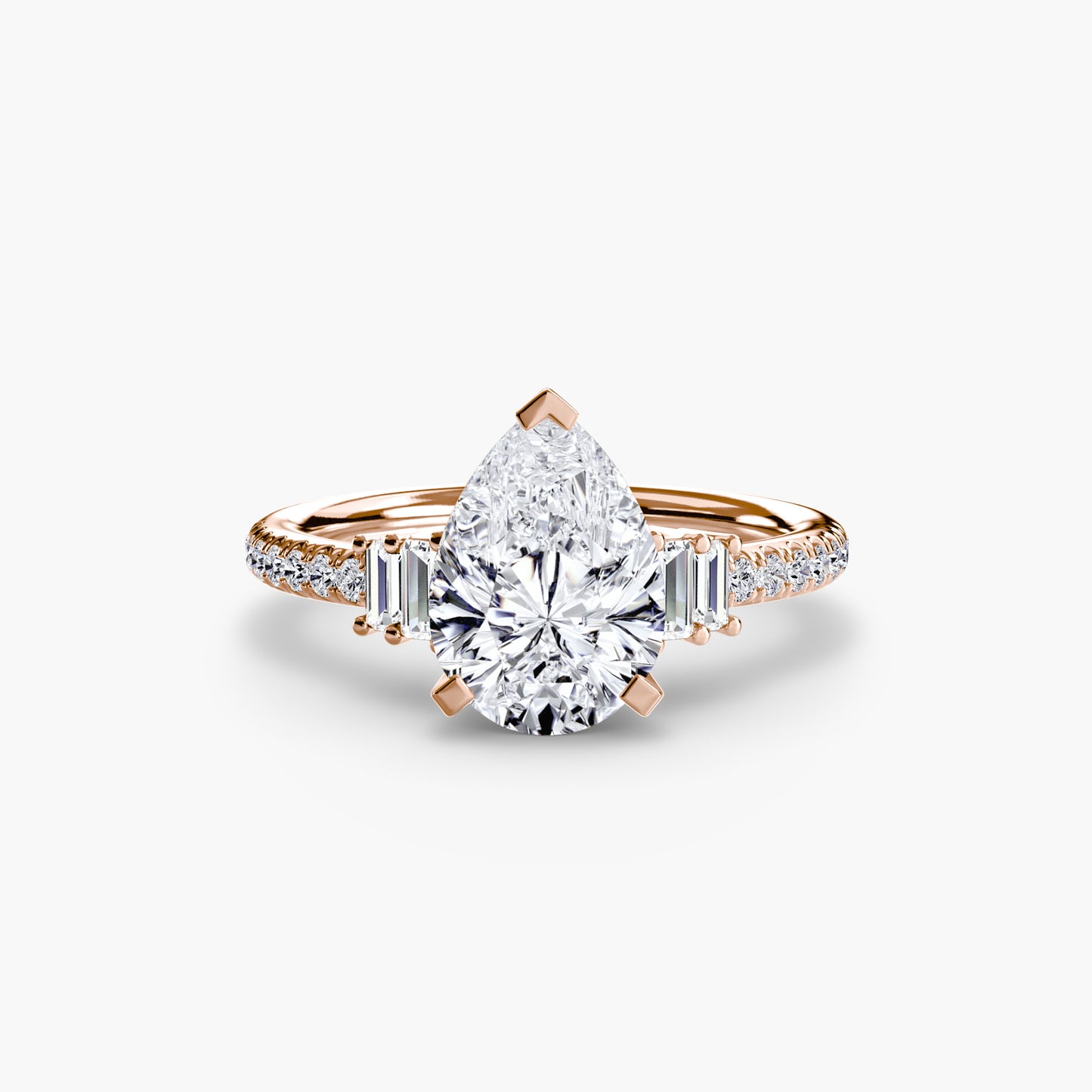 Hall of mirrors diamond solitaire ring with Pavé