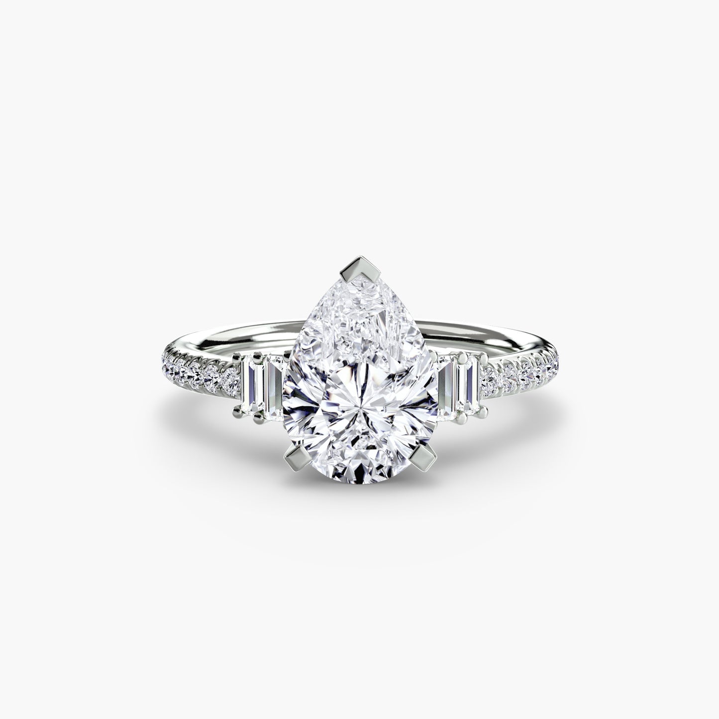 Hall of mirrors diamond solitaire ring with Pavé
