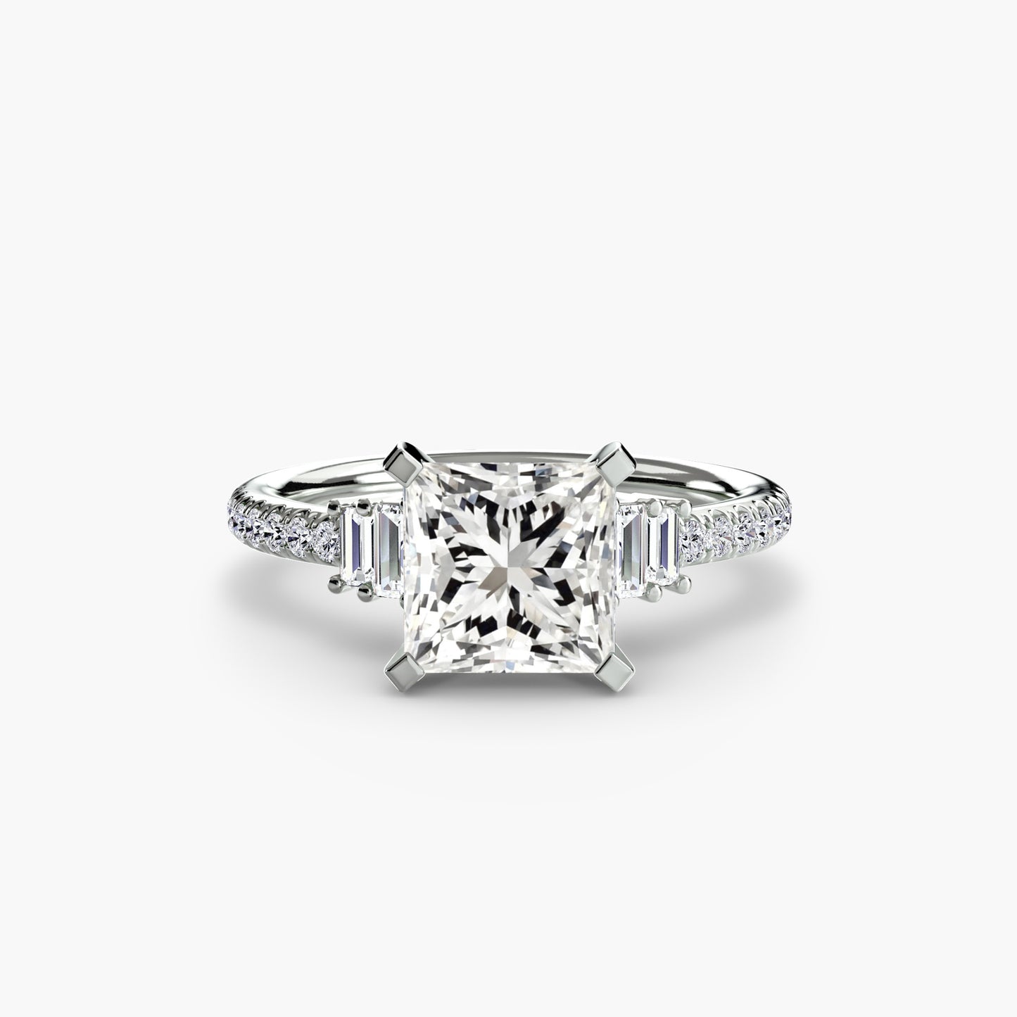 Hall of mirrors diamond solitaire ring with Pavé