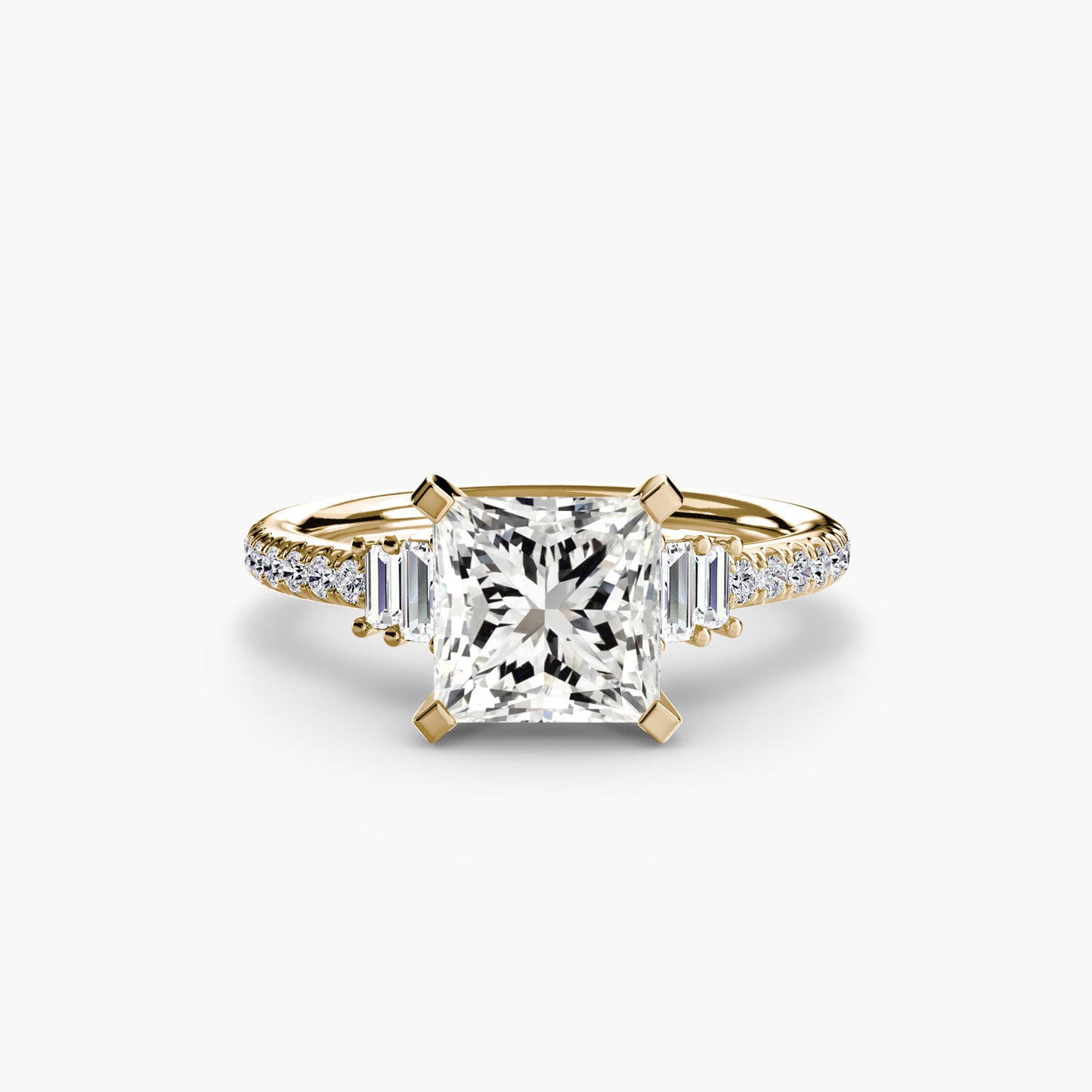 Hall of mirrors diamond solitaire ring with Pavé