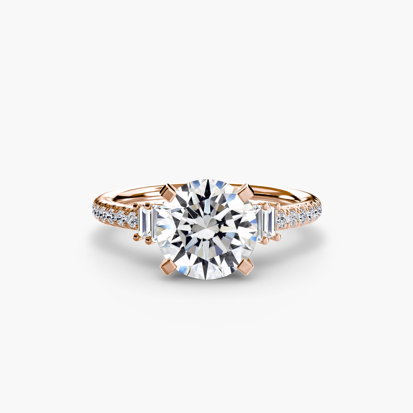 Hall of mirrors diamond solitaire ring with Pavé