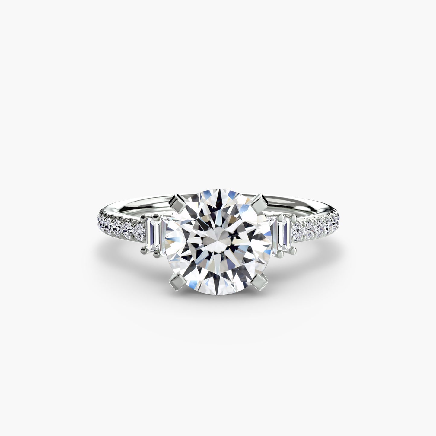 Hall of mirrors diamond solitaire ring with Pavé