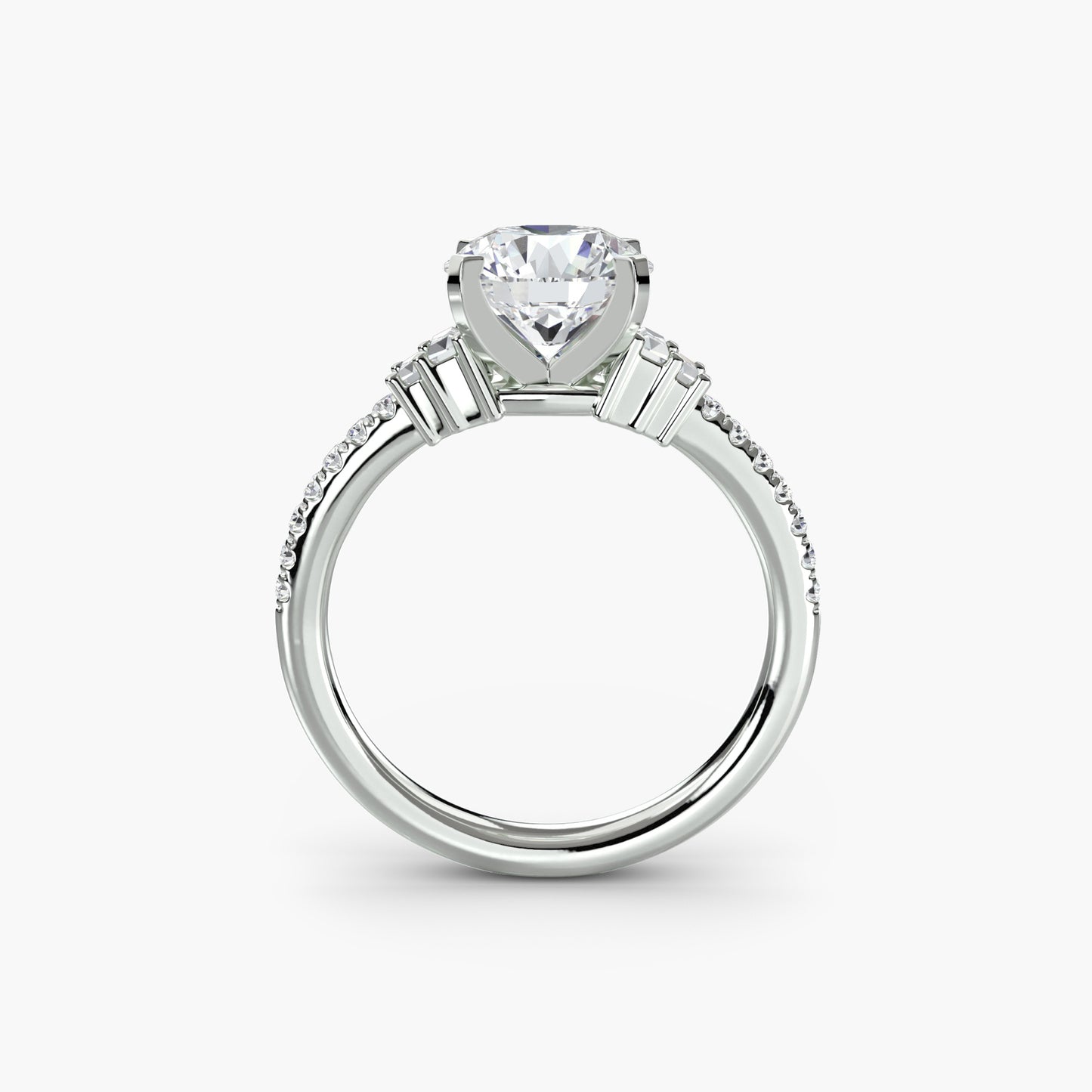 Hall of mirrors diamond solitaire ring with Pavé