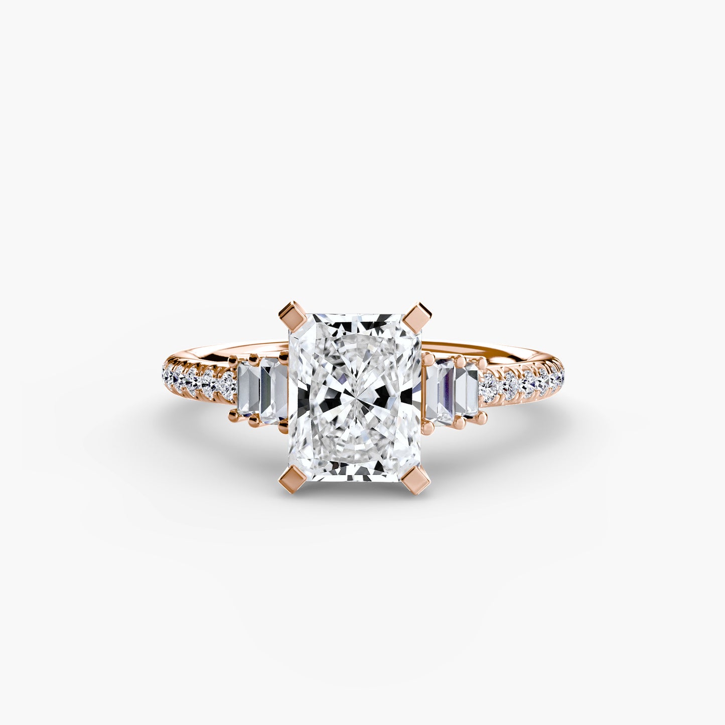 Hall of mirrors diamond solitaire ring with Pavé