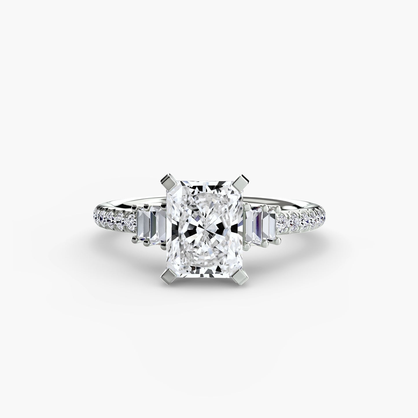 Hall of mirrors diamond solitaire ring with Pavé