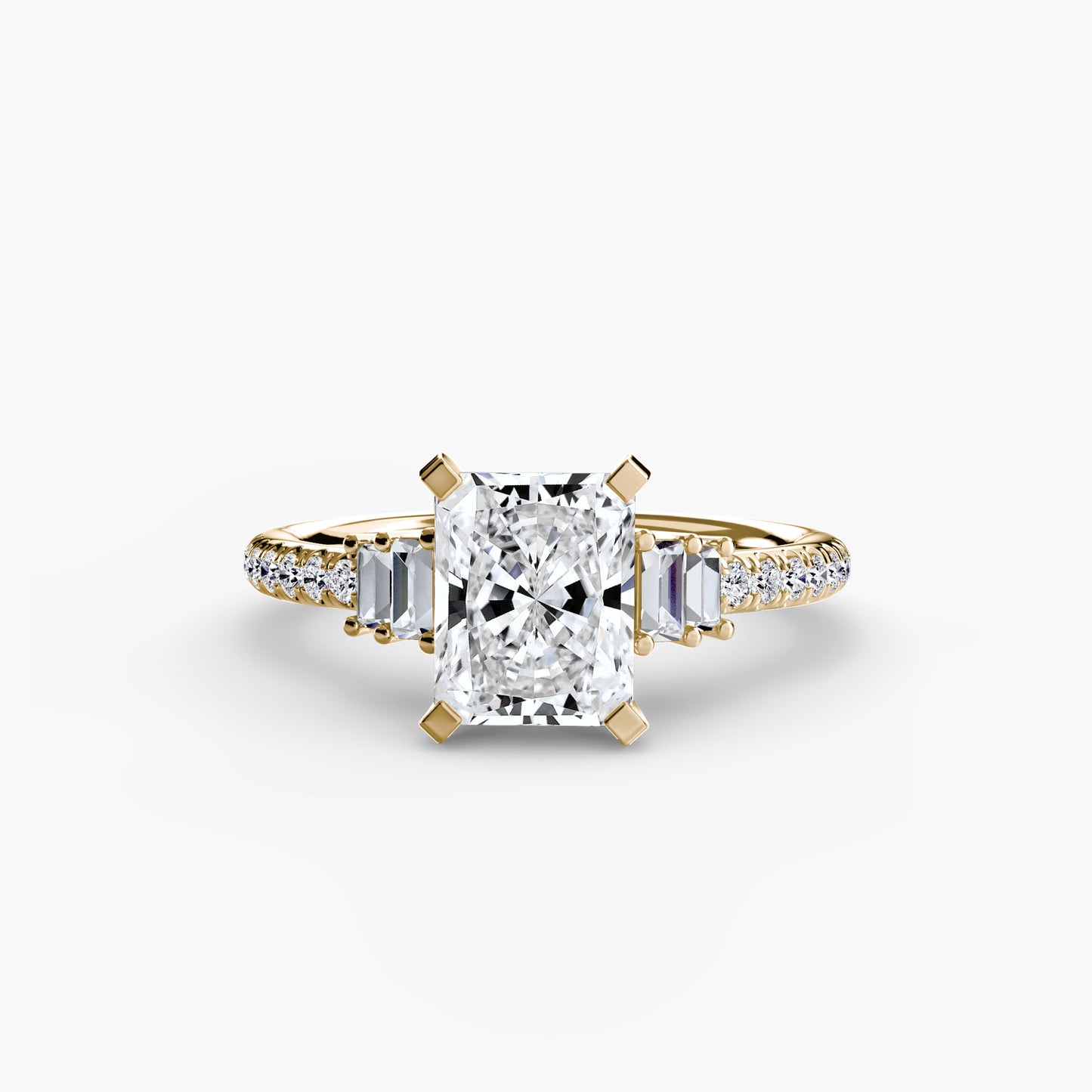 Hall of mirrors diamond solitaire ring with Pavé