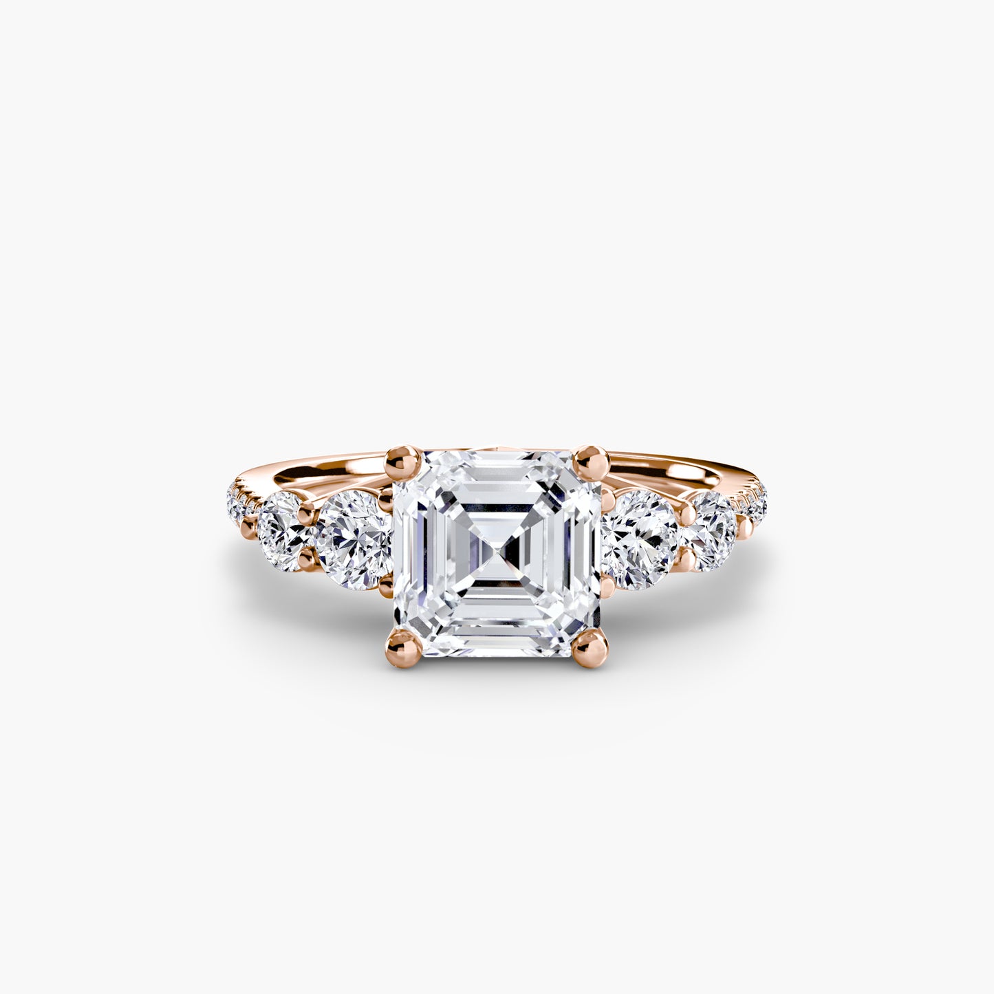 Five Stone Ring with Diamond Pavé Band