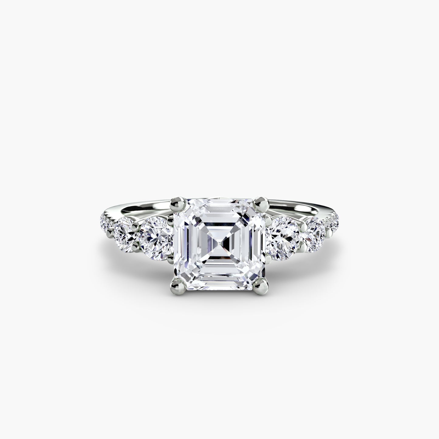 Five Stone Ring with Diamond Pavé Band