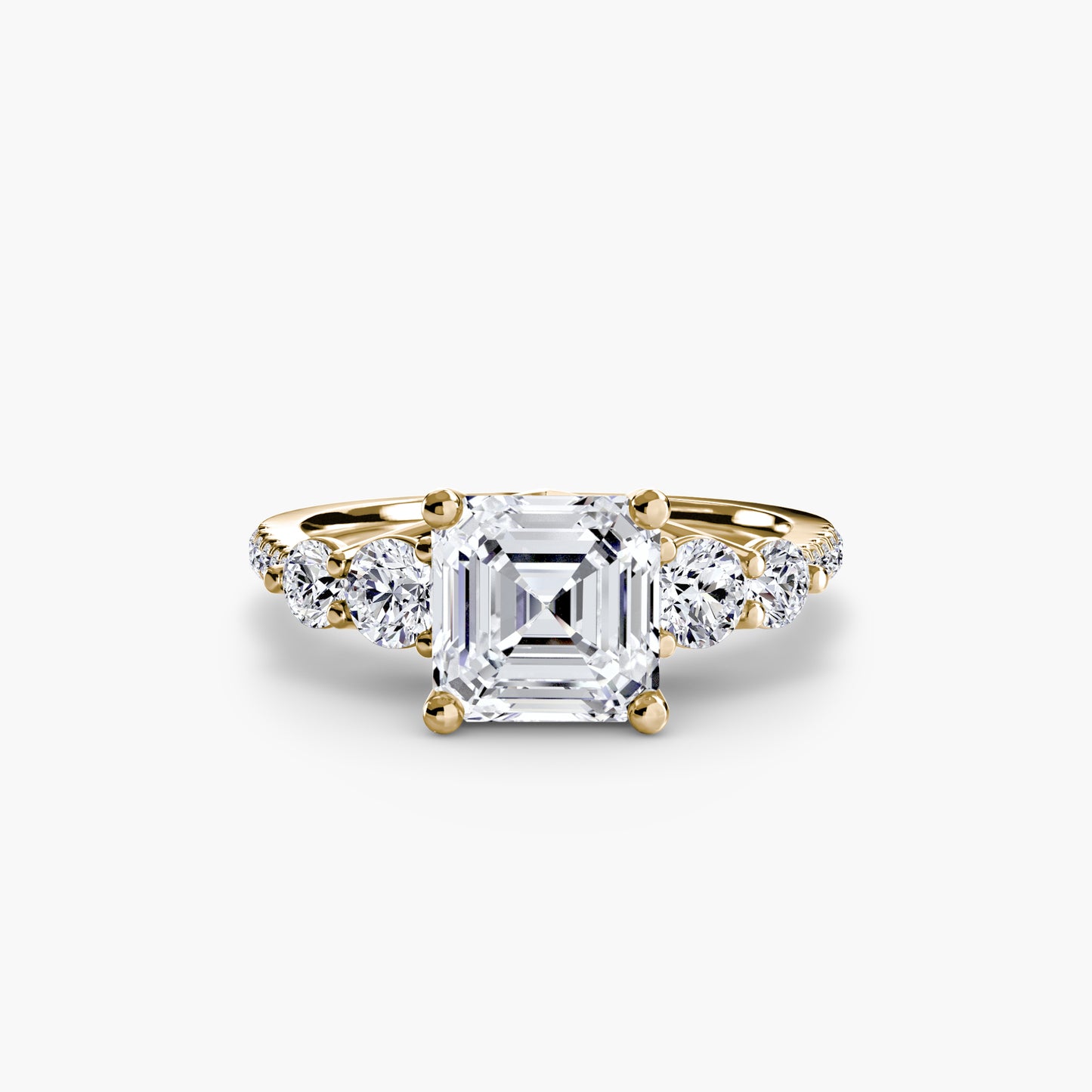 Five Stone Ring with Diamond Pavé Band