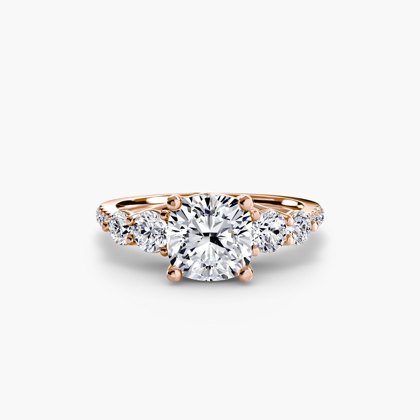Five Stone Ring with Diamond Pavé Band