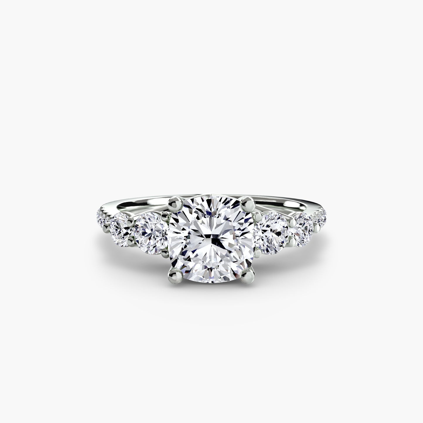 Five Stone Ring with Diamond Pavé Band