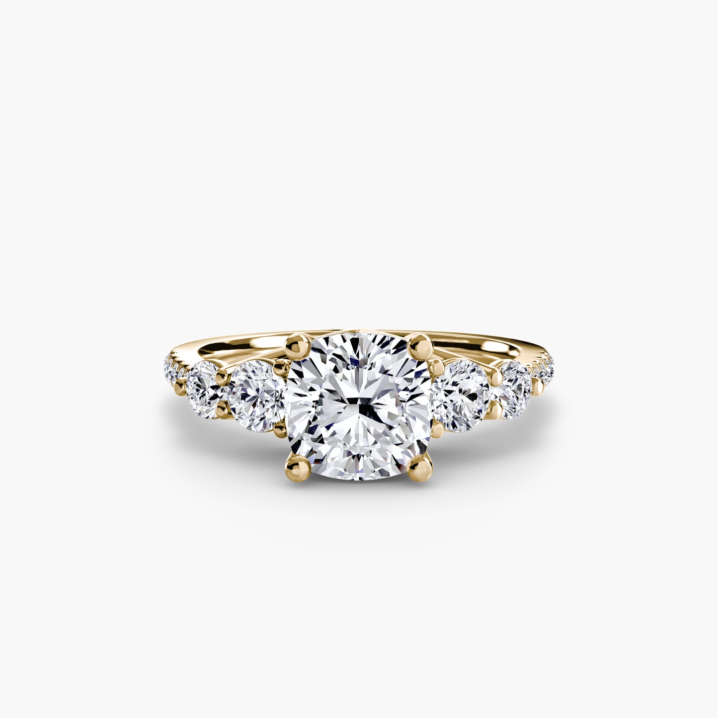Five Stone Ring with Diamond Pavé Band