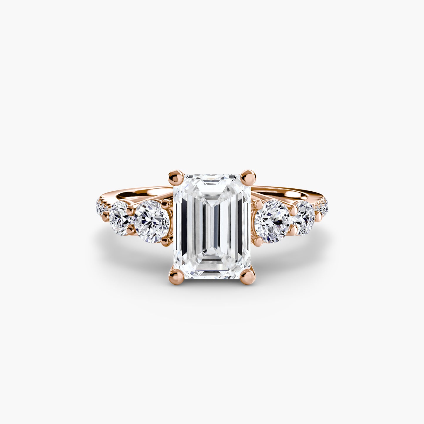 Five Stone Ring with Diamond Pavé Band