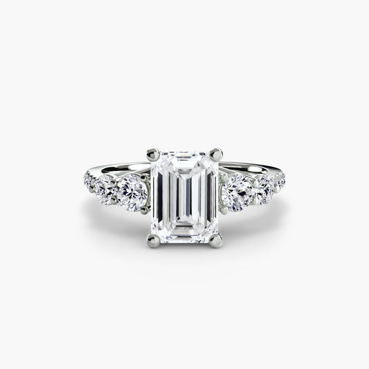 Five Stone Ring with Diamond Pavé Band