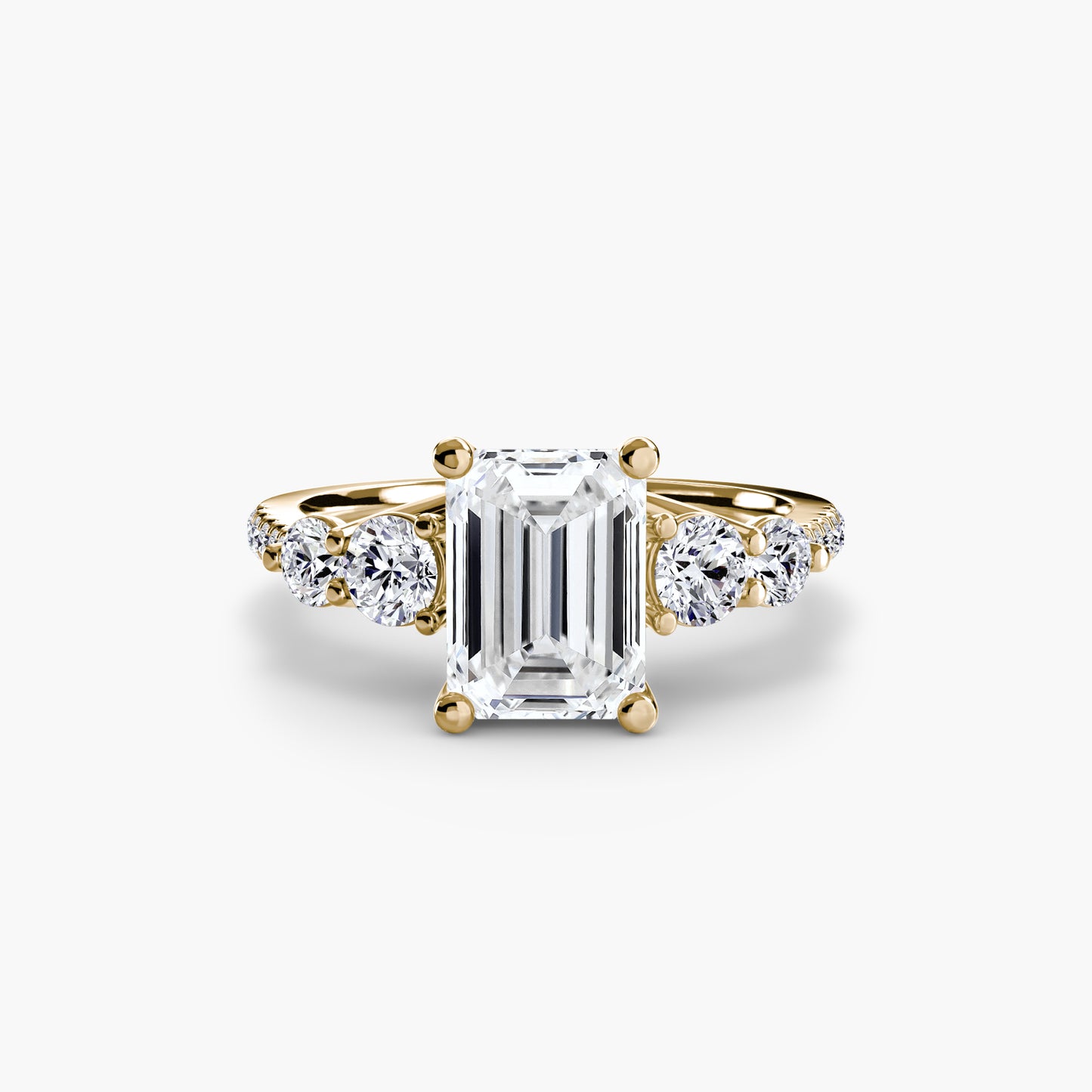 Five Stone Ring with Diamond Pavé Band