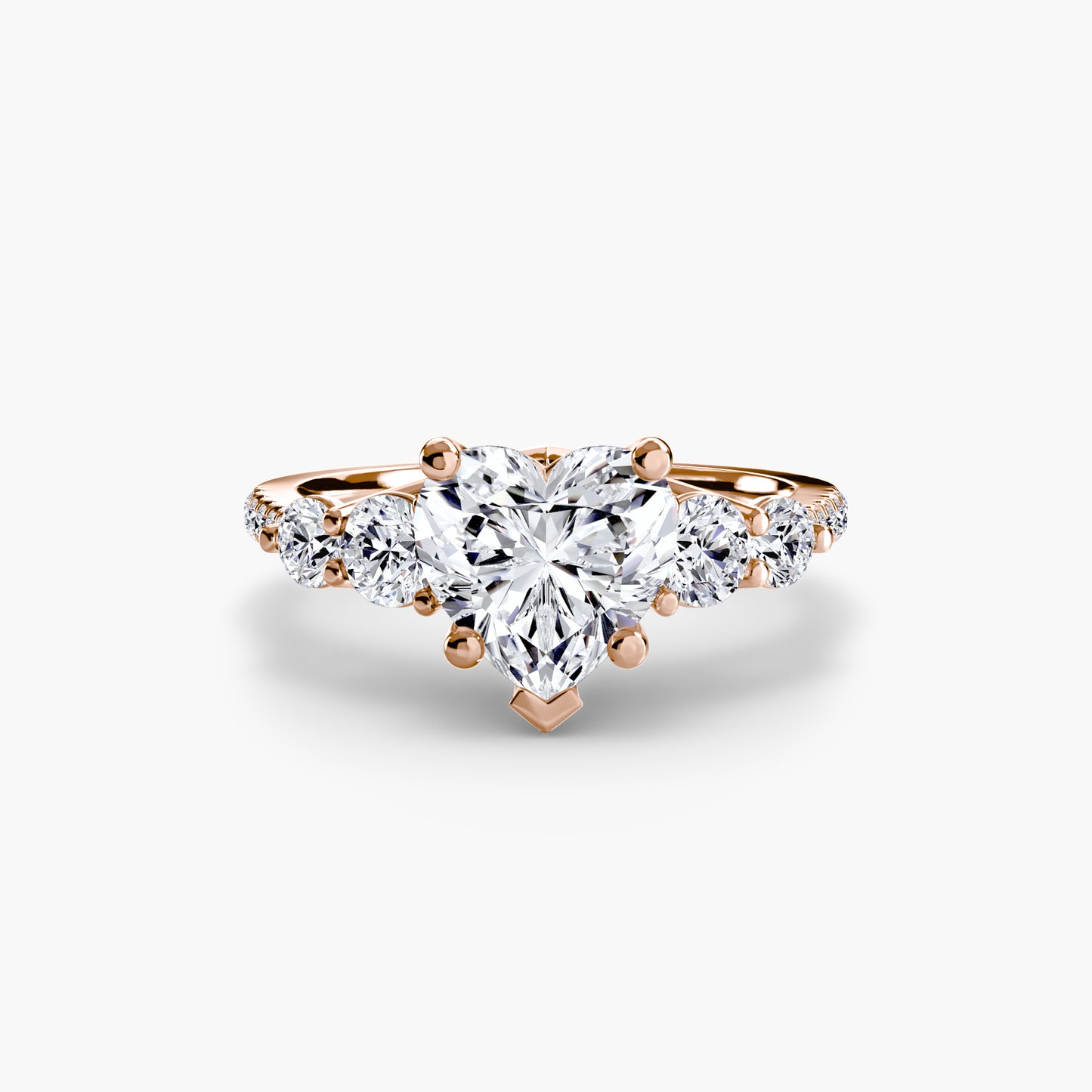 Five Stone Ring with Diamond Pavé Band