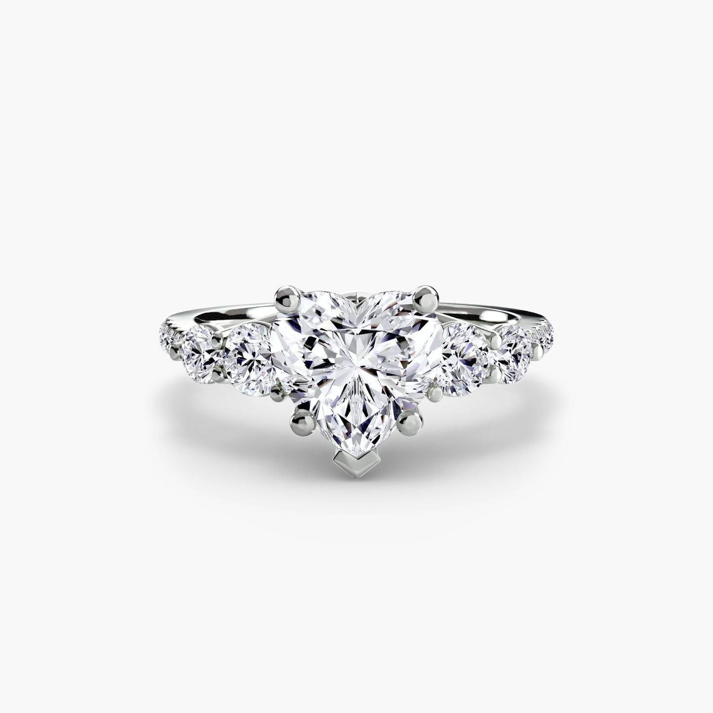 Five Stone Ring with Diamond Pavé Band