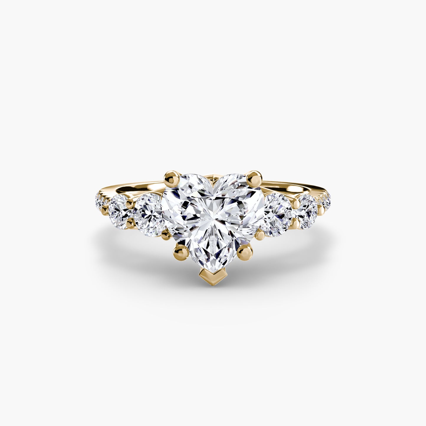 Five Stone Ring with Diamond Pavé Band