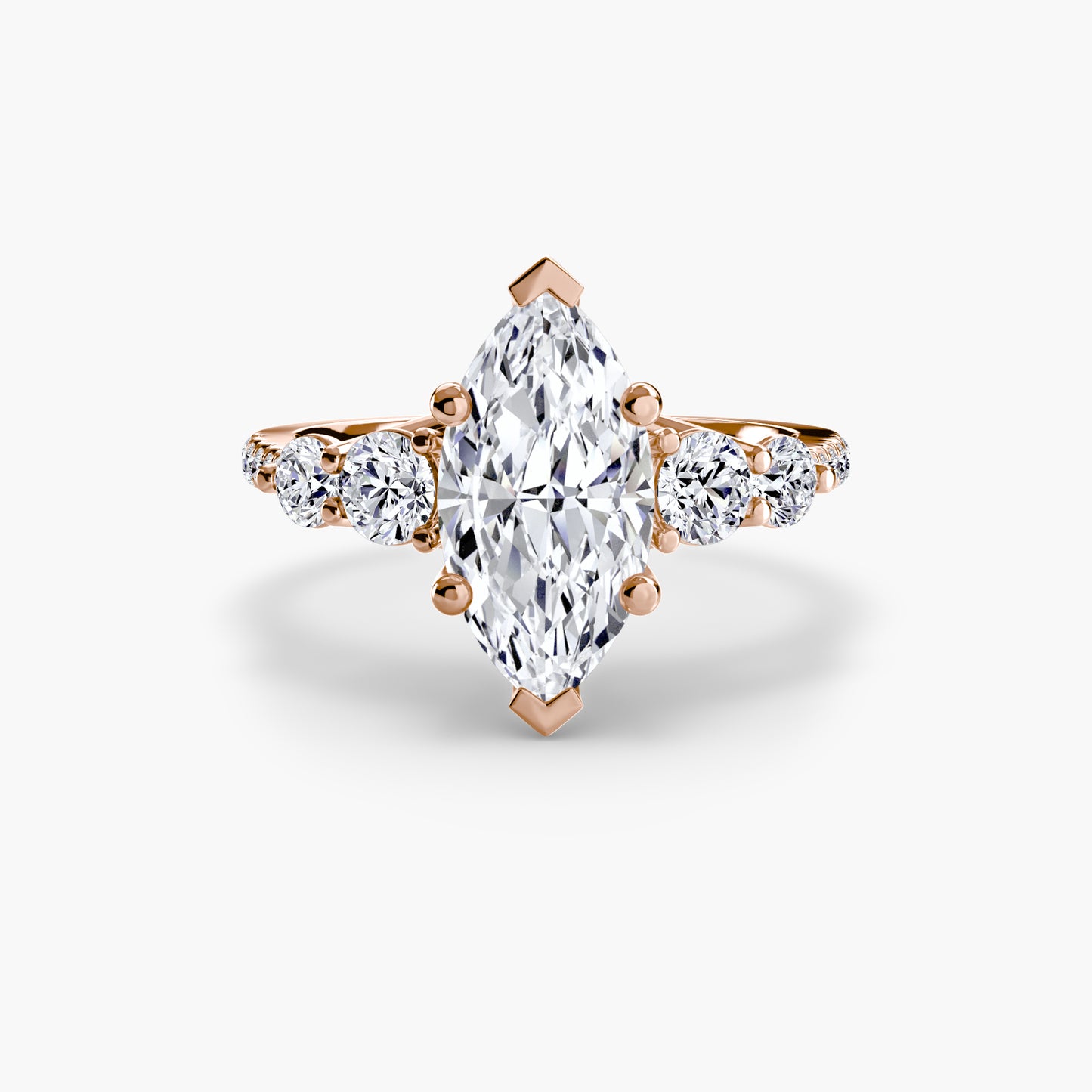 Five Stone Ring with Diamond Pavé Band