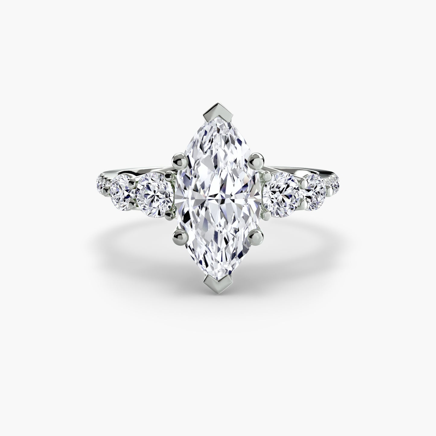 Five Stone Ring with Diamond Pavé Band