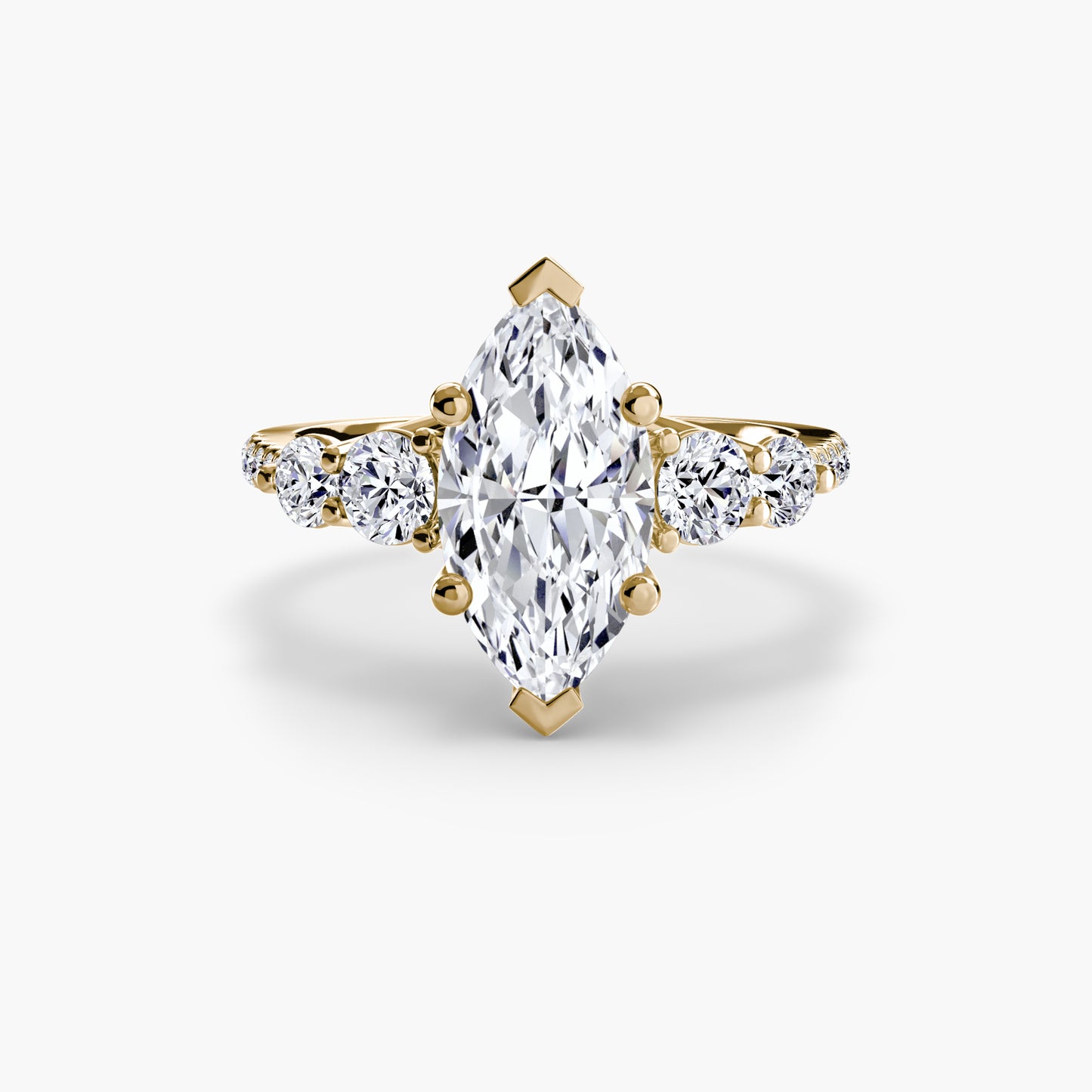 Five Stone Ring with Diamond Pavé Band