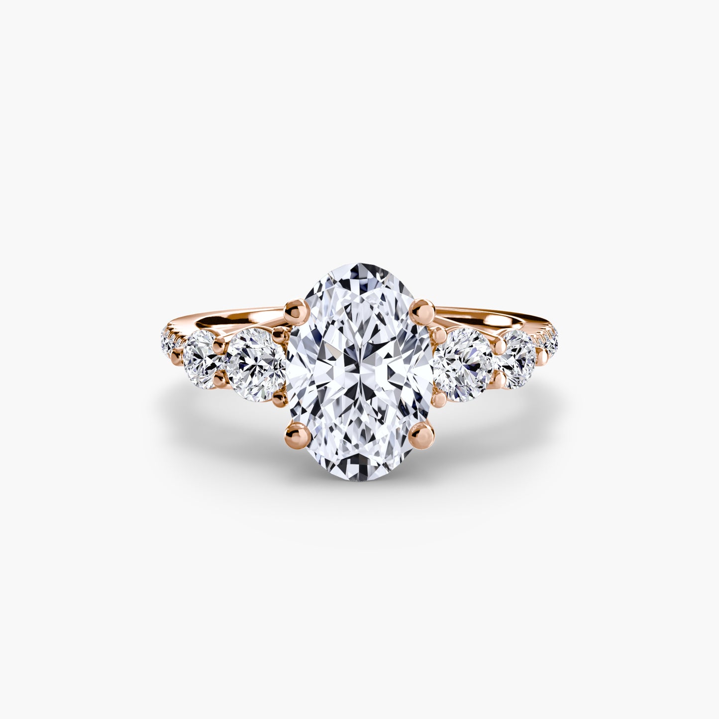 Five Stone Ring with Diamond Pavé Band