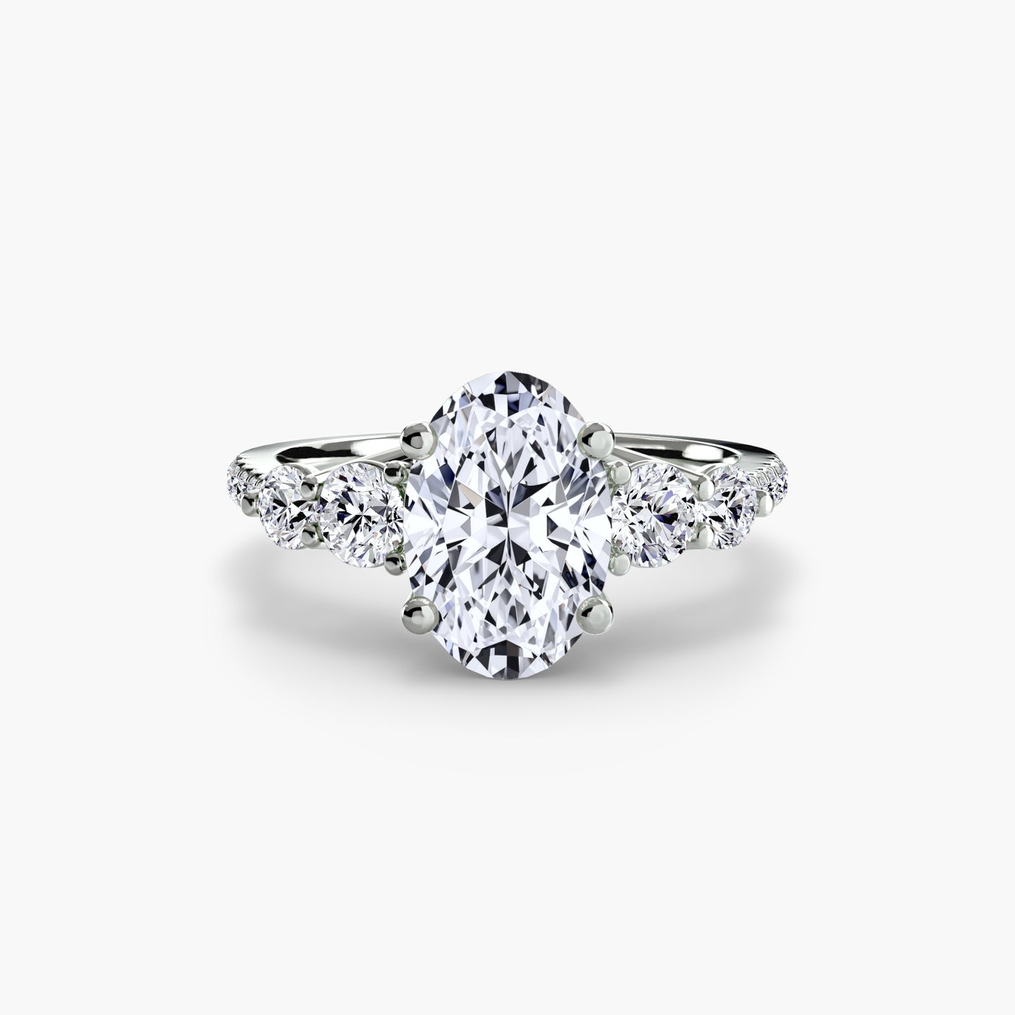 Five Stone Ring with Diamond Pavé Band