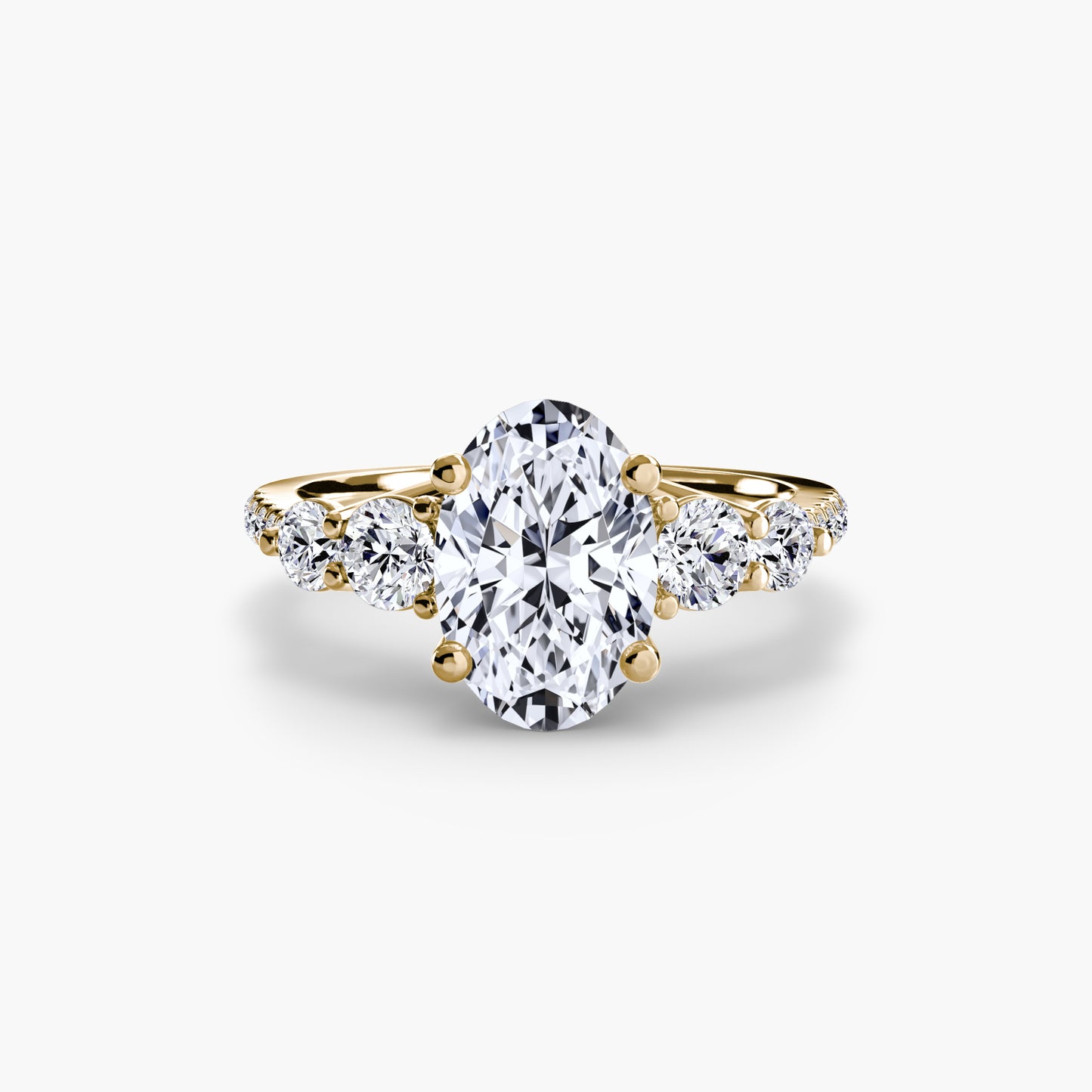 Five Stone Ring with Diamond Pavé Band