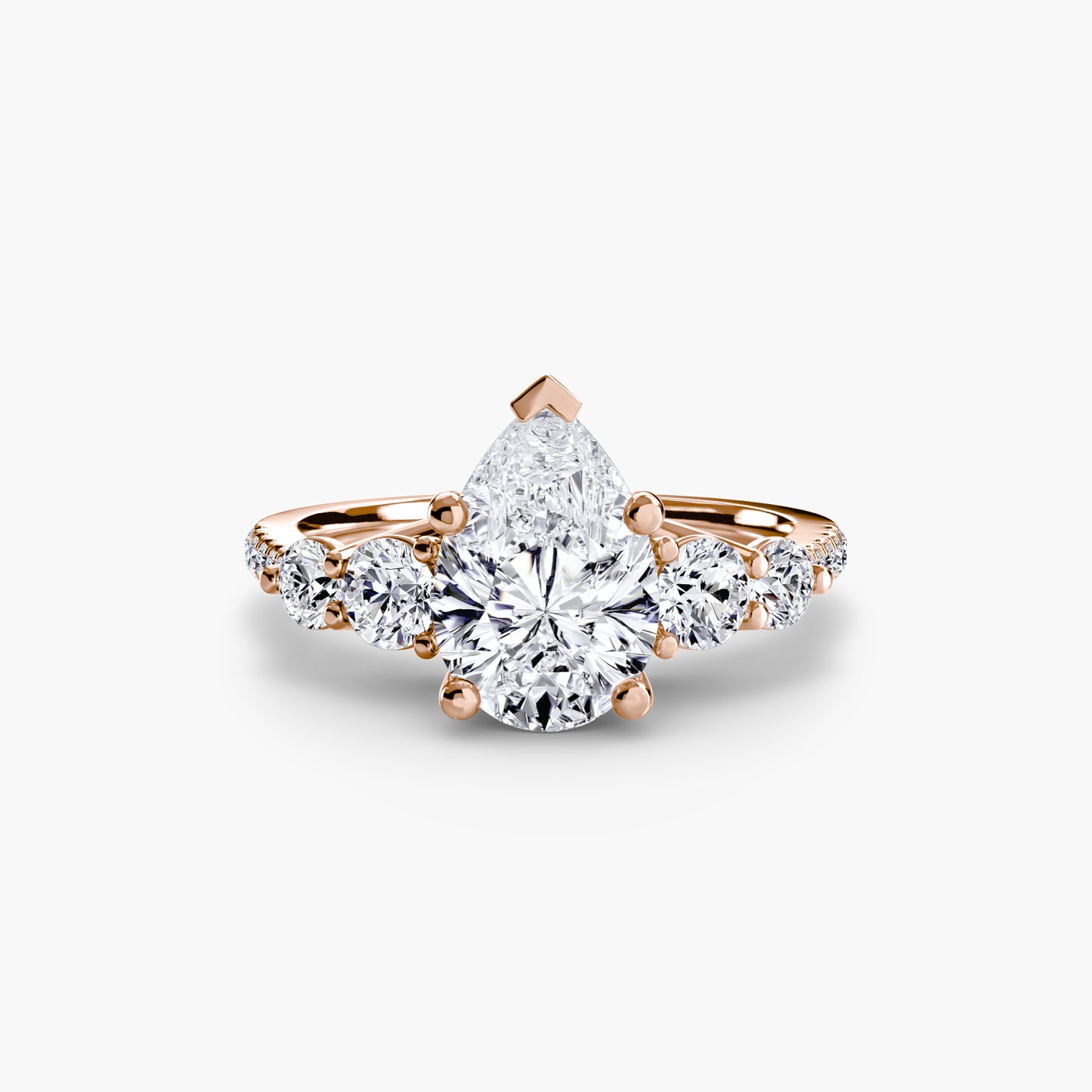 Five Stone Ring with Diamond Pavé Band
