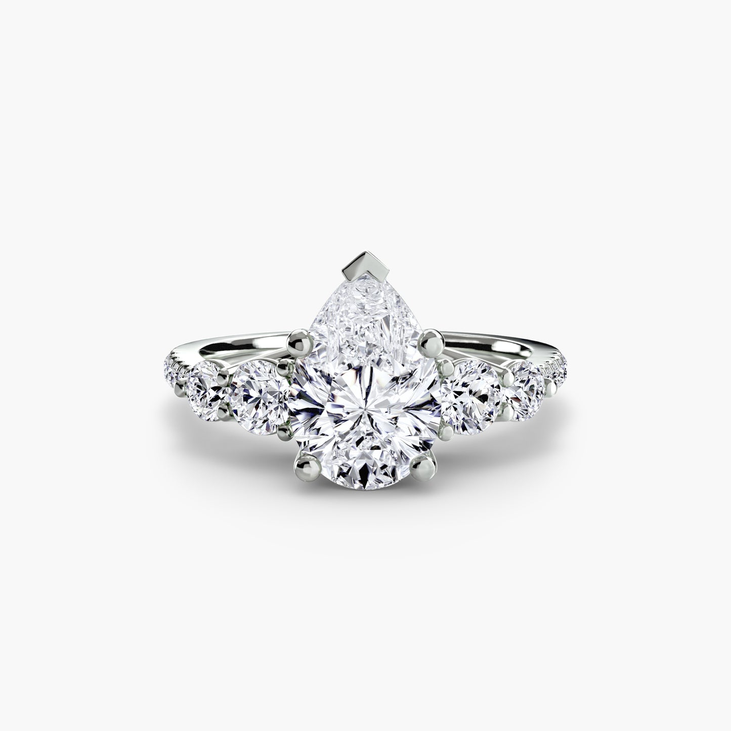 Five Stone Ring with Diamond Pavé Band