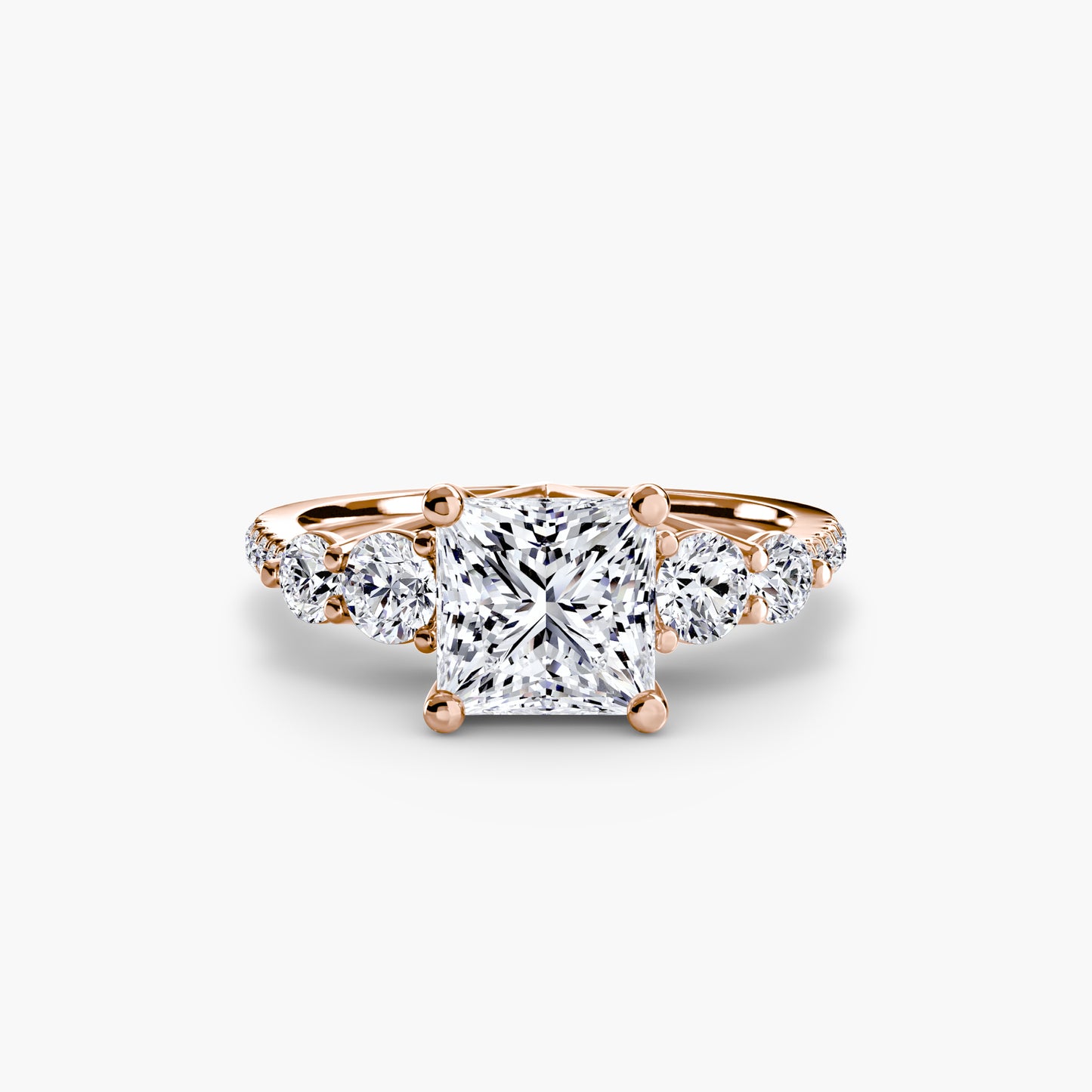 Five Stone Ring with Diamond Pavé Band