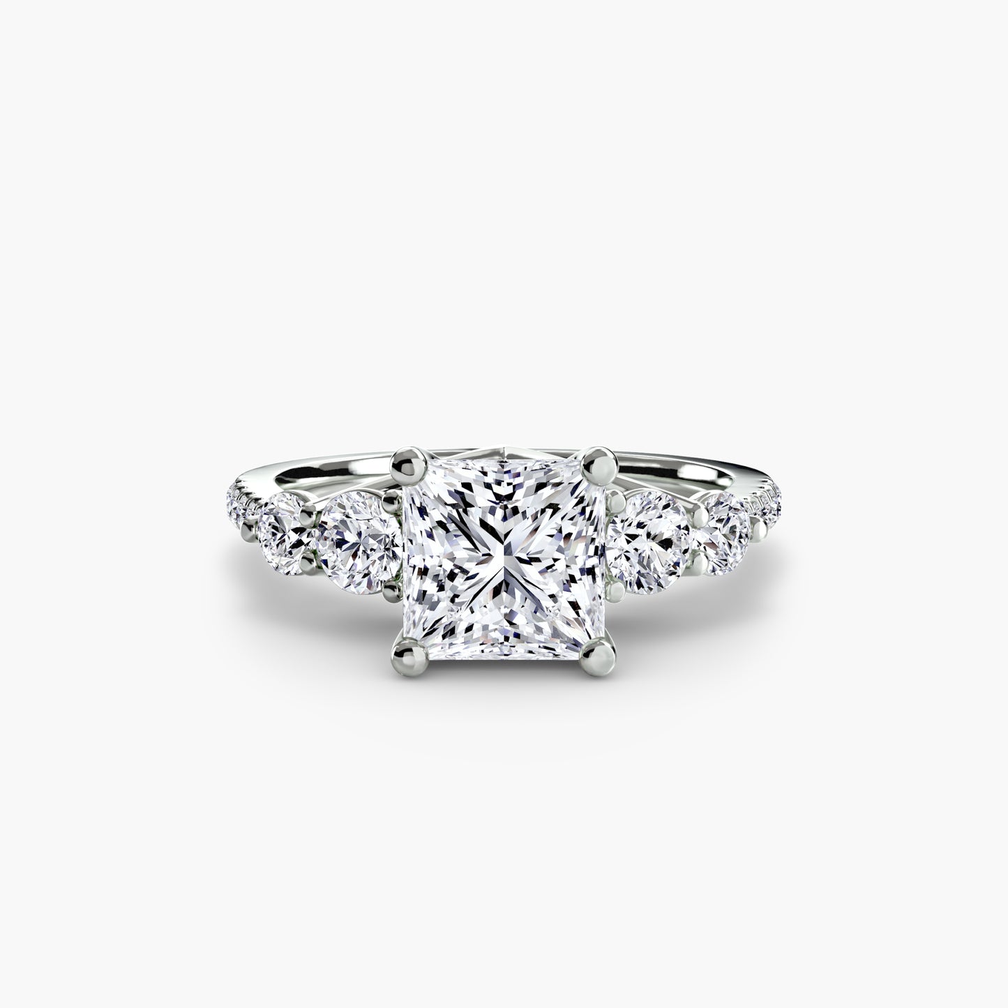 Five Stone Ring with Diamond Pavé Band