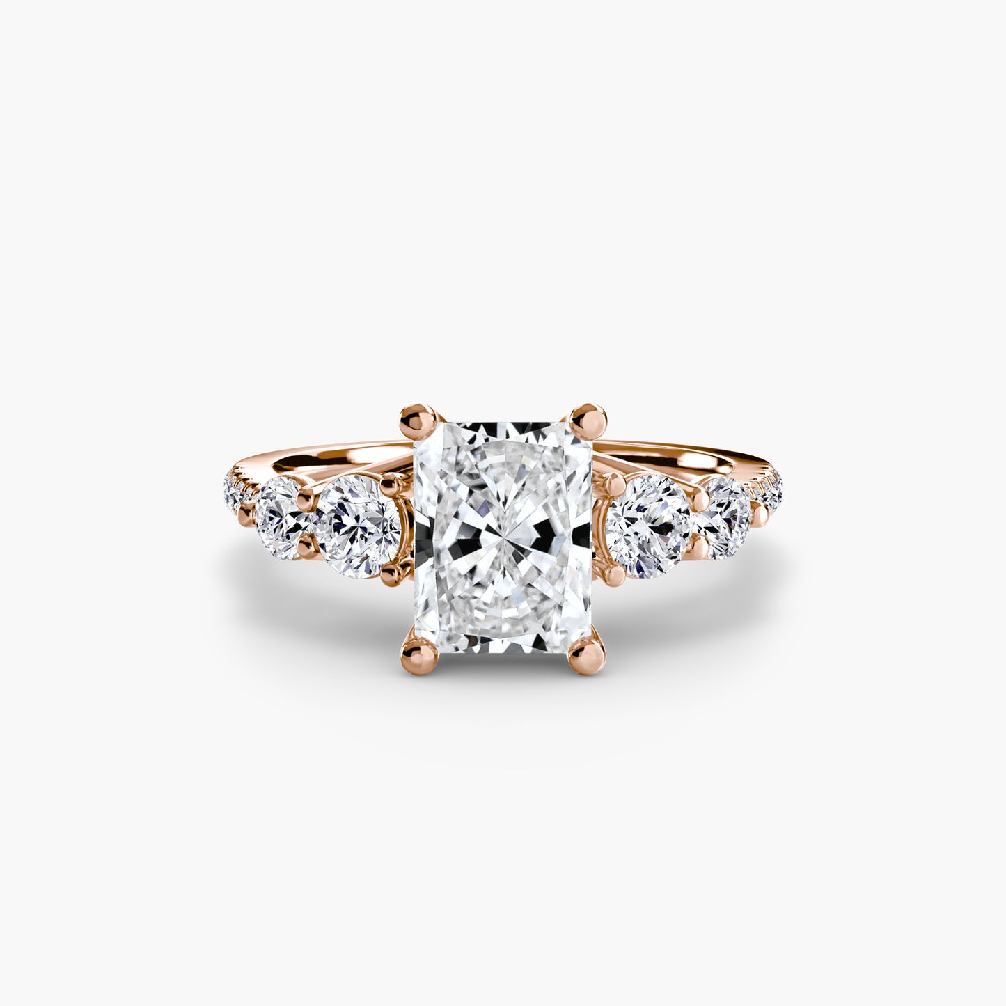 Five Stone Ring with Diamond Pavé Band