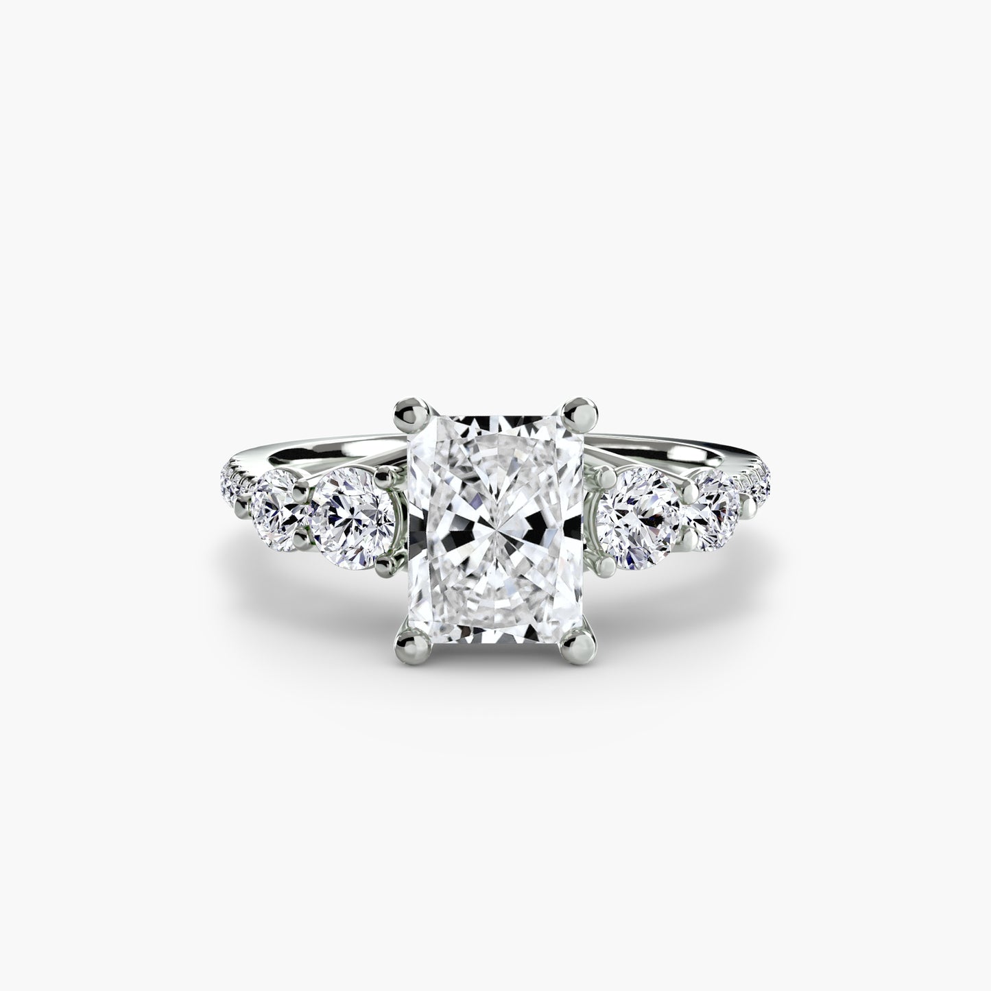 Five Stone Ring with Diamond Pavé Band
