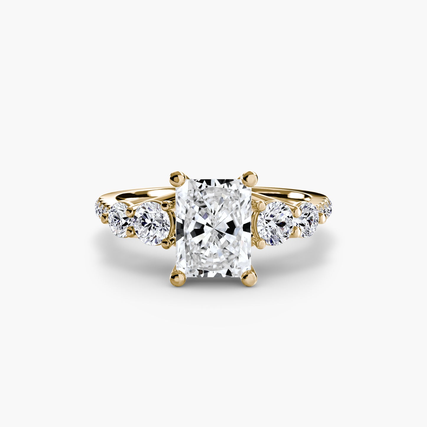 Five Stone Ring with Diamond Pavé Band